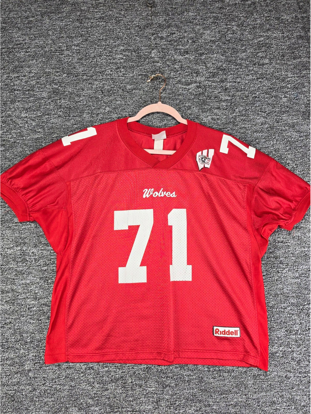 Riddell Wolves Wisch #71 Football Jersey Red White Team Colors Size XXL